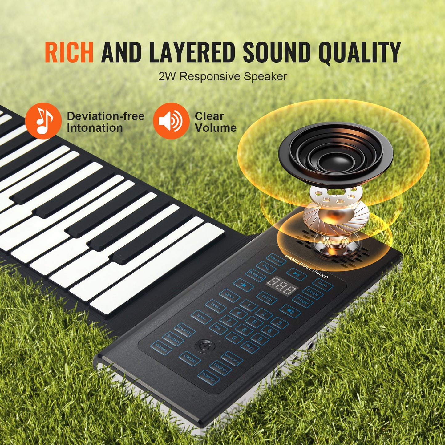 88 Key Roll Up Piano Portable Hand Roll 128 Rhythms Tones Uppladdningsbar