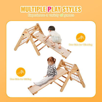 Pikler Triangel Set 4 i 1 Montessori klätterleksaker för småbarn 1-3 år
