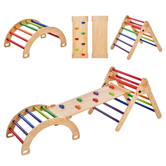 Pikler Triangel Set 5-i-1 Montessori-klätterleksaker Småbarn Stora Färgglada