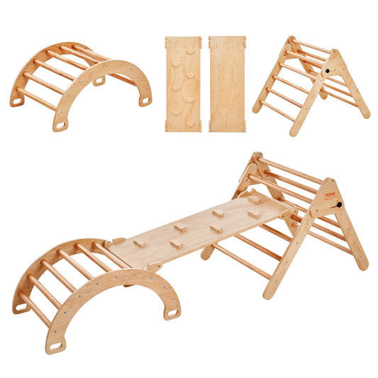 Pikler Triangel Set 5-i-1 Montessori-klätterleksaker för småbarn Stort trä