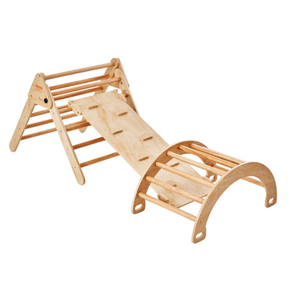Pikler Triangel Set 5-i-1 Montessori-klätterleksaker för småbarn Stort trä