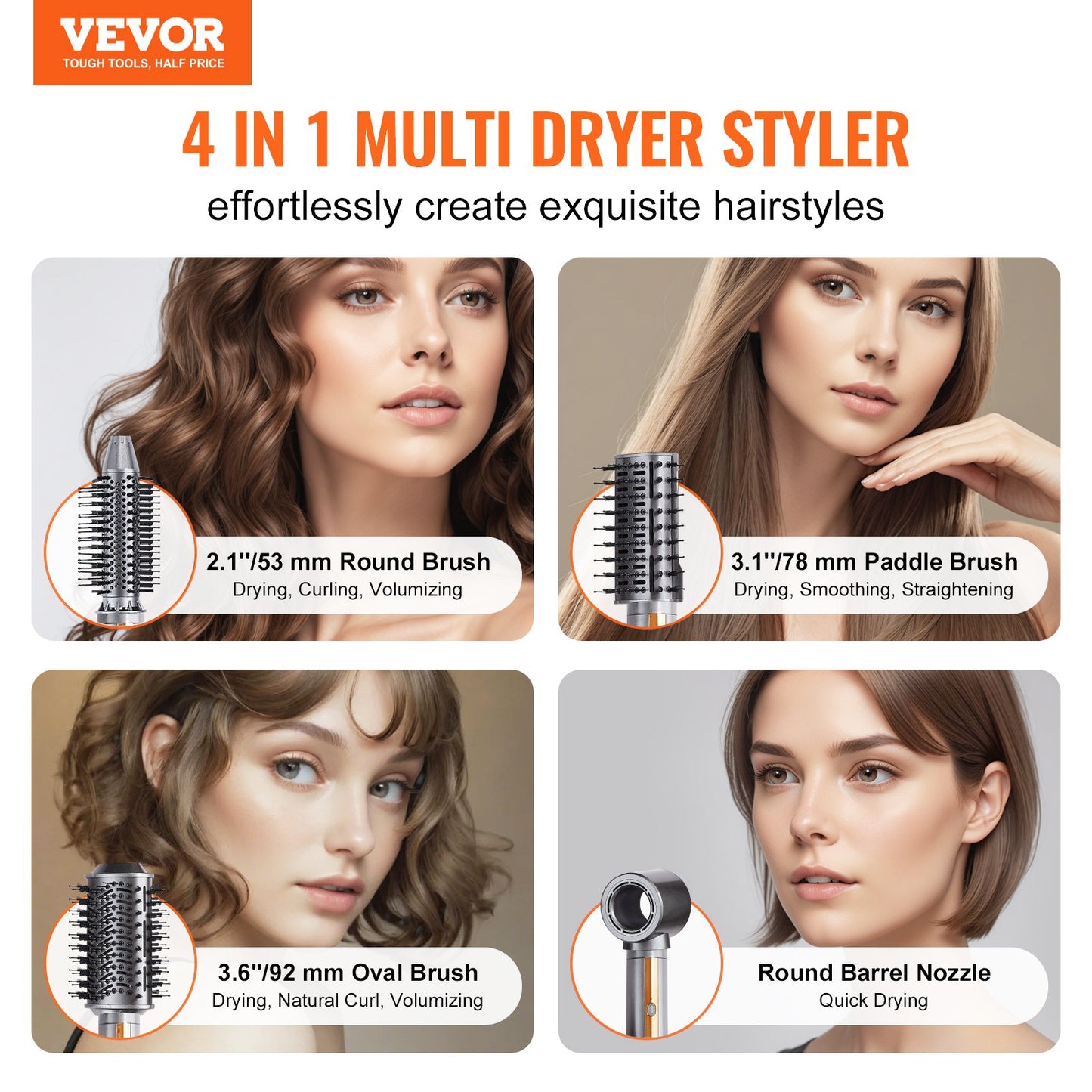 Hair Dryer Brush 4-in-1 Professional Multi Hair Styler for Drying Curling