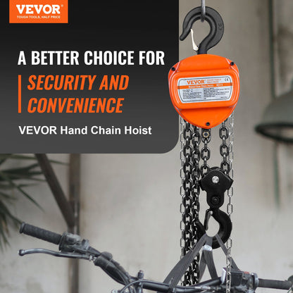 Manual Chain Hoist, 2 Ton 4400 lbs Capacity 10 FT Come Along, G80 Galvanized Carbon Steel with Double Lock Brake, Automatic Chain Guide and 360° Rotating Hook, for Garage Factory Dock