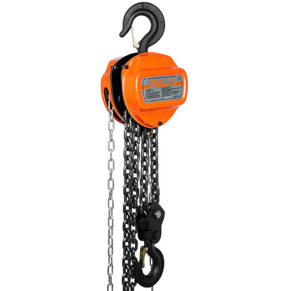 Manual Chain Hoist, 2 Ton 4400 lbs Capacity 10 FT Come Along, G80 Galvanized Carbon Steel with Double Lock Brake, Automatic Chain Guide and 360° Rotating Hook, for Garage Factory Dock