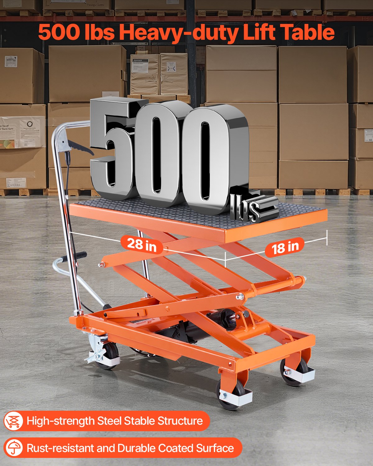 120 cm Hydraulic lift table Double scissor lift trolley 226.8 kg Anti-slip