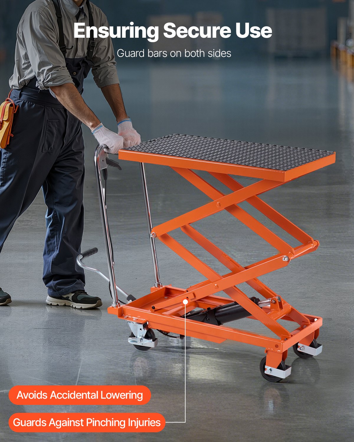 120 cm Hydraulic lift table Double scissor lift trolley 226.8 kg Anti-slip