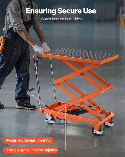 120 cm Hydraulic lift table Double scissor lift trolley 226.8 kg Anti-slip