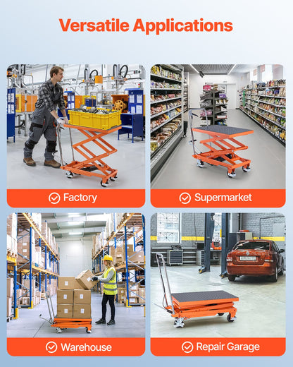 120 cm Hydraulic lift table Double scissor lift trolley 226.8 kg Anti-slip