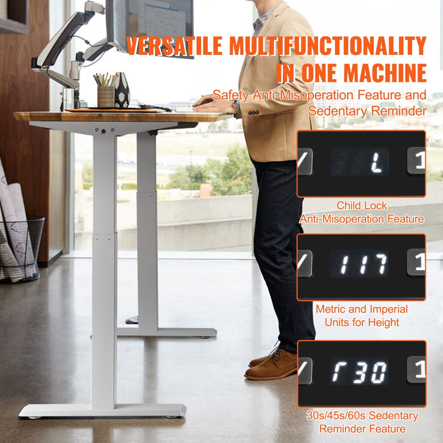 Elektrischer Stehpult-Stativ, verstellbar, 70 – 117 cm H, Arbeitsplatz, Weiß