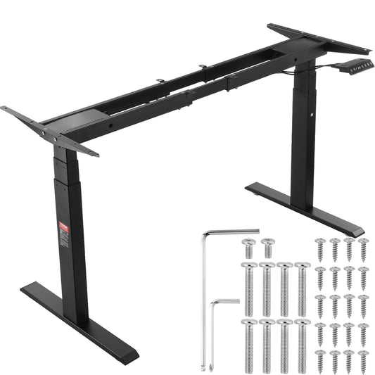 Elektrisk Ståbordsram Dubbelmotor Justerbar 65-129 cm H Svart