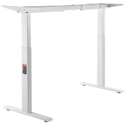 Stående skrivbordsram Dubbel motor, justerbar 27,6"-46,1" höjd & 43,3"-70,1" längd Elektrisk stativ dator skrivbordsben, ergonomisk DIY-arbetsstationsbas för hem och kontor (endast vit ram)