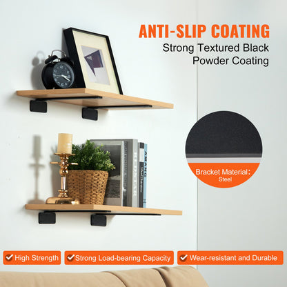 Shelf Bracket, 10”L x 4”W x 1.6”H, 6 pcs Heavy Duty Floating Shelf Brackets, Shelf Brackets, 5mm Thick Matte Black L-Shaped Shelf Bracket, Steel Shelves with 160 lbs Load Capacity