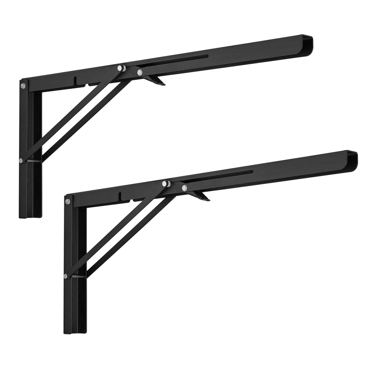 Shelf Bracket Foldable, 24” L 2 pcs, Heavy Duty Floating Shelf Brackets, Shelf Brackets, 5mm Thick Matte Black L-Shelf Bracket, Steel Shelf Bracket with 300 lbs Load Capacity