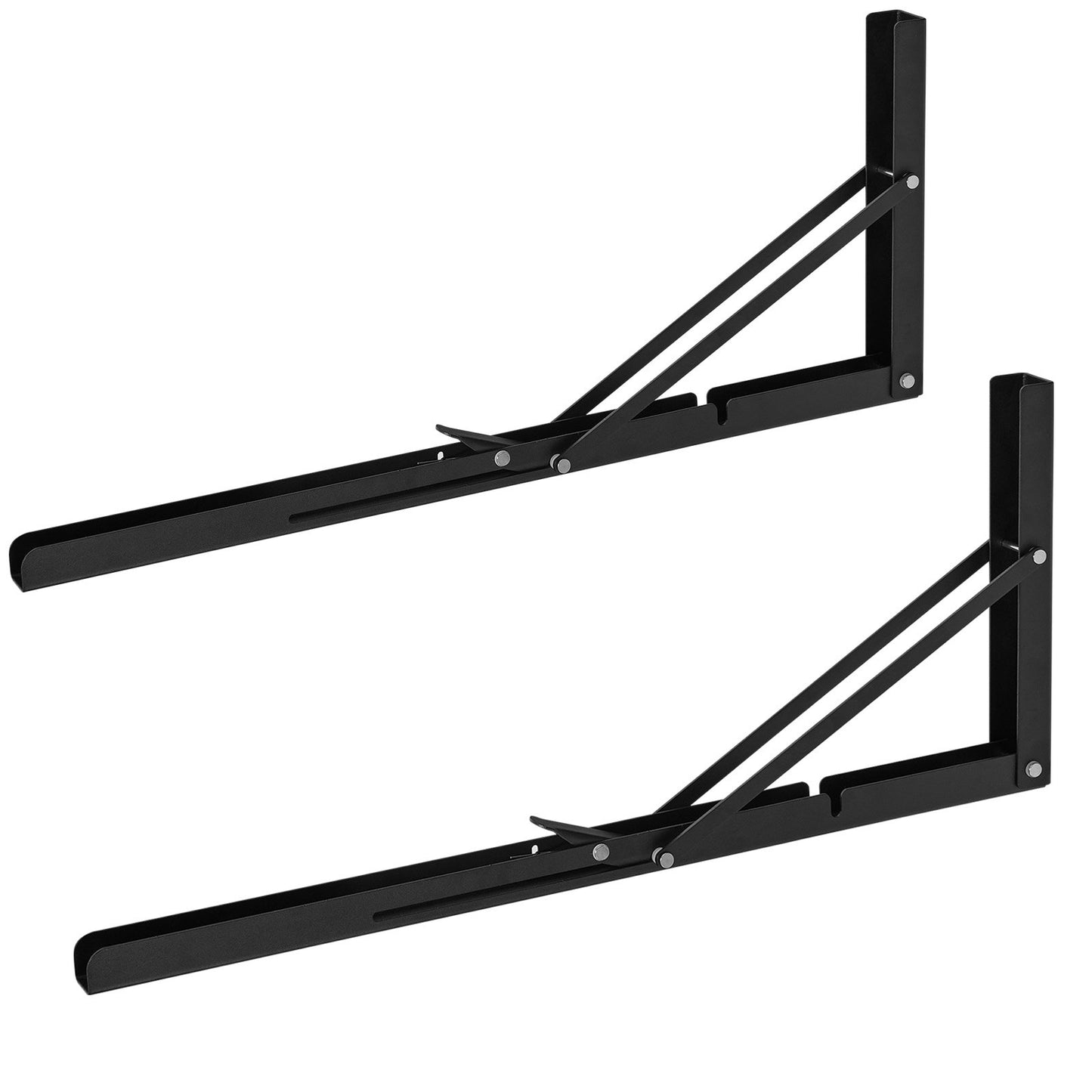 Shelf Bracket Foldable, 24” L 2 pcs, Heavy Duty Floating Shelf Brackets, Shelf Brackets, 5mm Thick Matte Black L-Shelf Bracket, Steel Shelf Bracket with 300 lbs Load Capacity