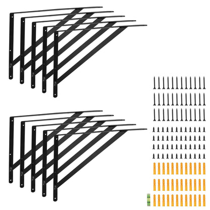 Shelf Bracket, 12 x 8 in 10 pcs, Heavy Duty Floating Shelf Brackets, Brackets for Shelves, 3mm Thick Matte Black Triangle Shelf, Steel Shelf with 160 lbs Load Capacity