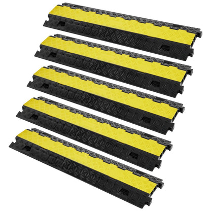 5 PCs Kabelskyddsramp, 2-kanals, 22000 lbs/axel Kapacitet Heavy Duty TPU-trådskydd Ramp Slangskydd Ramp Uppfart, trafikfartshinder med TPR-öppningsbar toppkåpa, för inomhus och utomhus