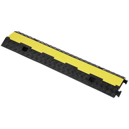 5 PCs Rubber Cable Protection Ramp, 2-Channel, 12,000 lbs/Axle Capacity Heavy Duty Hose Wire Protection Ramp Driveway, Traffic Speed Barrier with Flip-Open Top Cover and 50 Feet Warning Tape, for Indoor and Outdoor