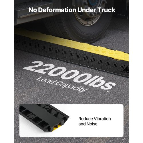 Kabelskyddsramp, 9 979 kg/axelkapacitet, 2-kanals kraftigt TPU-sladdskydd för slang, 31 x 28 mm kanal, trafikhinder med öppningsbart toppskydd, för inomhus- och utomhusbruk, 3-pack |  EU