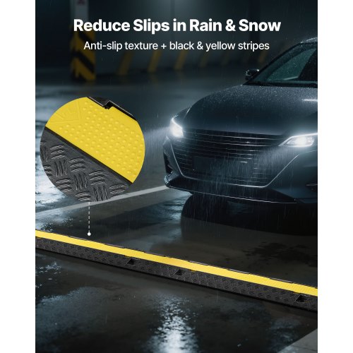 Kabelskyddsramp, 9 979 kg/axelkapacitet, 2-kanals kraftig gummisnöre, slangskydd, 32 x 31 mm kanal, hastighetshinder med öppningsbart toppskydd, för inomhusbruk och utomhusbruk, 1-pack |  EU