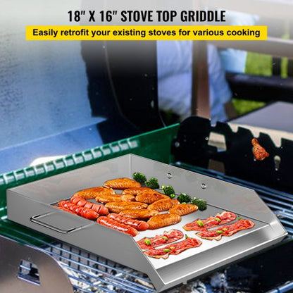 quadratische Grillplatte 16 x 18 Zoll Edelstahl-Grillplatte Flachgrill Dreifachbrenner-Herd Grillplatte Flachplatte für Dreifachbrenner-Herd im Freien | EU
