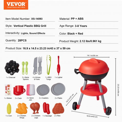 28 ST Barn BBQ Grill Lekset Matlagning Grill Leksaksset Låtsas ljudljus |  EU