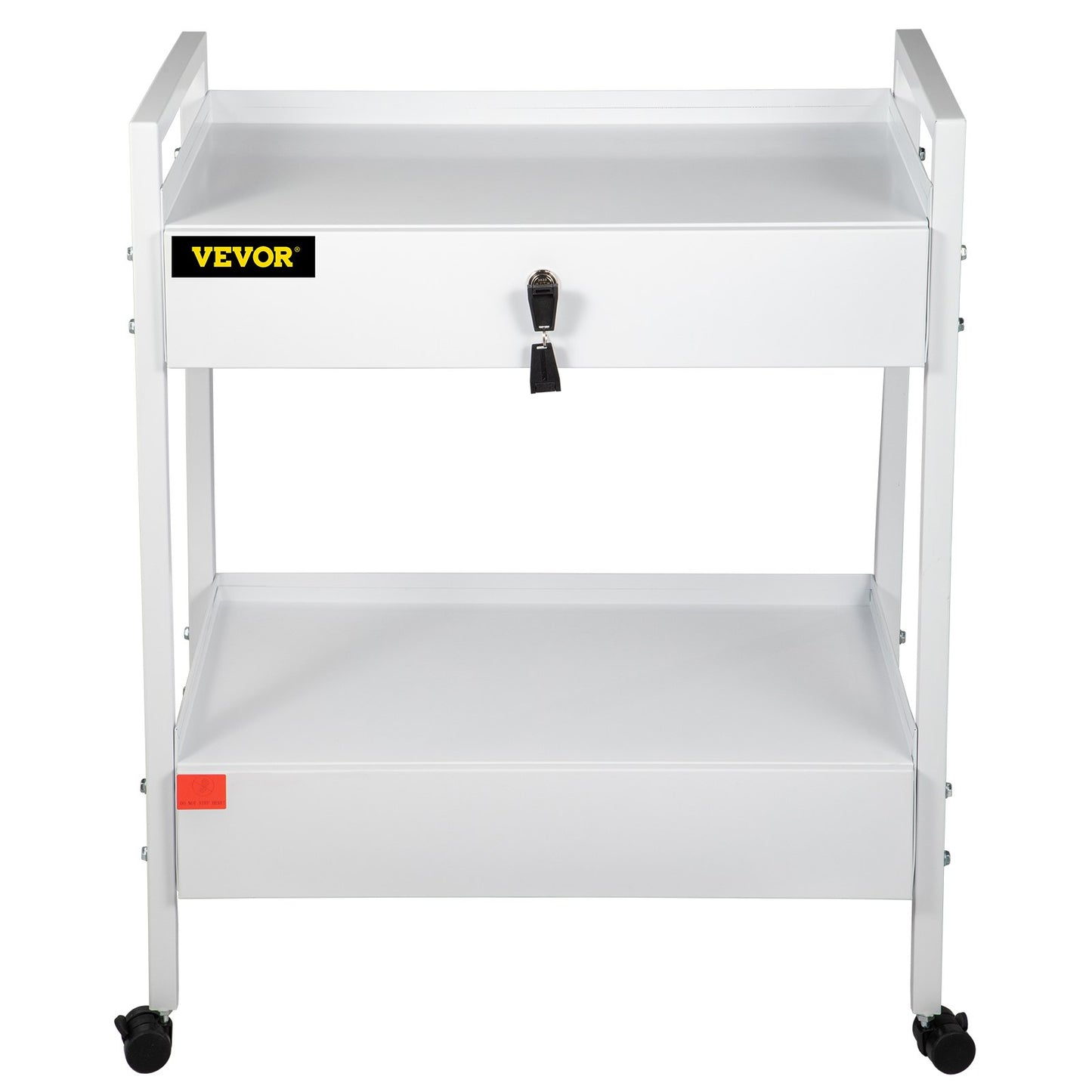 Lab Cart, 2 våningar rostfritt stål Utility Cart Medical Cart 2 lådor Rullande labbvagn Vit färg serveringsvagn med 360° hjul för laboratorie sjukhus Tandvårdssalong Skönhet