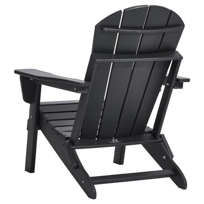 Adirondack Stol Plast Set med 2 All-Weather Folding Fire Pit Black