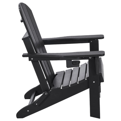 Adirondack Stol Plast Set med 2 All-Weather Folding Fire Pit Black