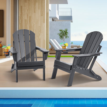 Adirondack Stol Plast Set med 2 All Weather Folding Fire Pit Grey