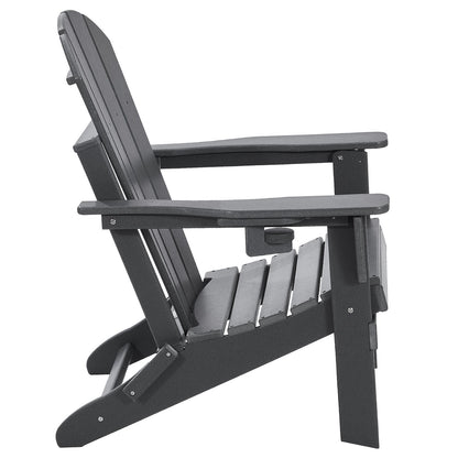 Adirondack Stol Plast Set med 2 All Weather Folding Fire Pit Grey