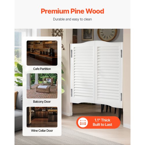 Svängdörrar för café 81,3x91,4 cm furu vit med gångjärn och beslag |  EU