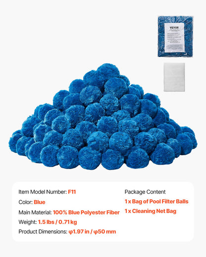 Pool-Filterbälle für Sandfilterpumpe, Pool, 0,7 kg, wiederverwendbar, blau