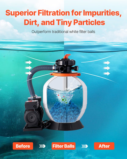 Pool Filter Balls for Sand Filter Pump Pool 3.1 lbs Reusable Blue