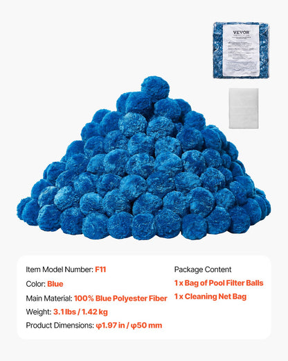 Pool Filter Balls for Sand Filter Pump Pool 3.1 lbs Reusable Blue
