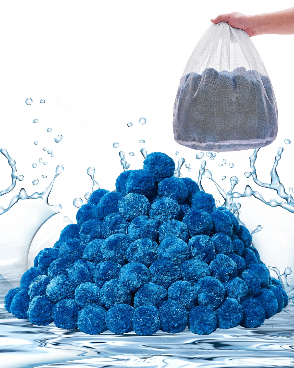 Pool Filter Balls for Sand Filter Pump Pool 3.1 lbs Reusable Blue