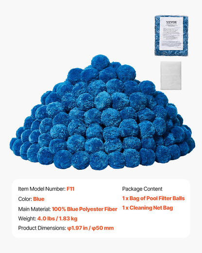 Pool-Filterbälle für Sandfilterpumpe, Pool, 1,8 kg, wiederverwendbar, blau