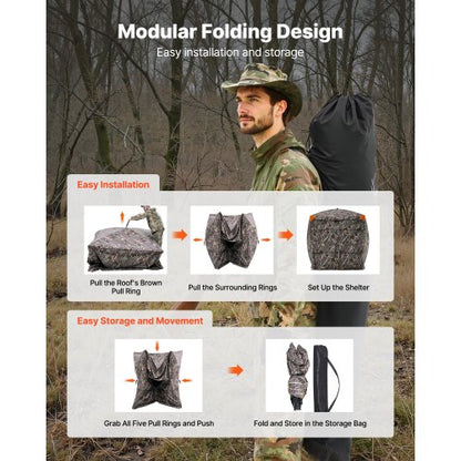 Portable hunting curtain transparent ground curtain for deer, carrying bag for 4-5 people | EU