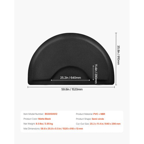 Salongsmatta för hårstylist 1520 x 910 mm Halvcirkelformad salongsmatta 13 mm tjock |  EU