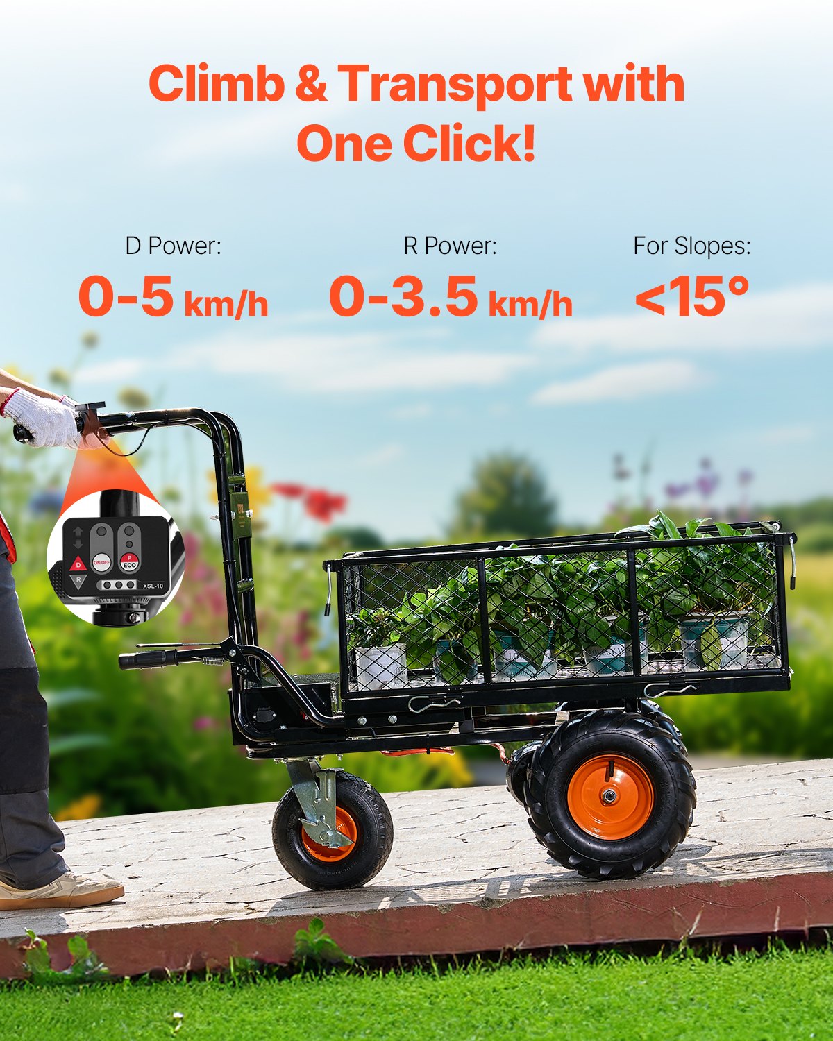 Electric Utility Cart 500lbs Capacity Power Wagon 36V 432W Wheelbarrow