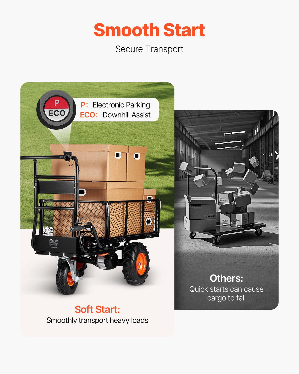 Electric Utility Cart 500lbs Capacity Power Wagon 36V 432W Wheelbarrow