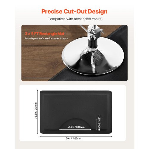 Salon mat for hair stylist 1525 x 910 mm Rectangular salon mat 13 mm thick | EU