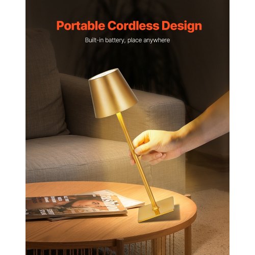 Sladdlös Bordslampa 2-pack 5200mAh Uppladdningsbart Batteri Skrivbordslampa Guld