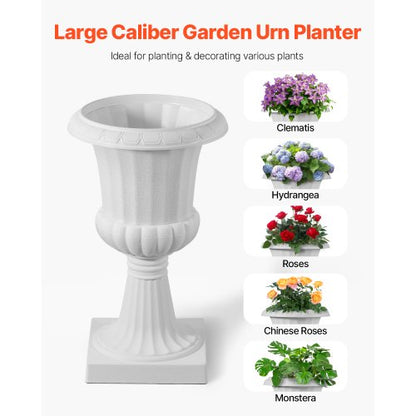 Plastic Planter 25 x 42 cm White Flowers on Pedestal | EU