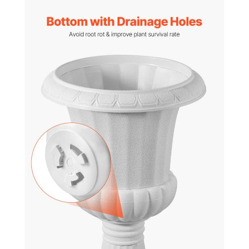 Plastic Planter 25 x 42 cm White Flowers on Pedestal | EU