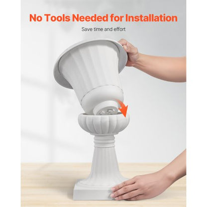 Plastic Planter 25 x 42 cm White Flowers on Pedestal | EU