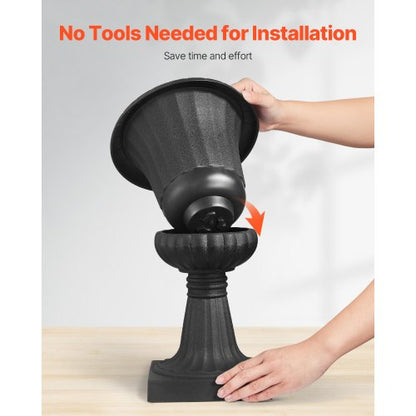 Plastic Urn Planters 25 x 42 cm Black Flower Pedestal Flower Pots | EU