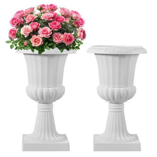 Plastic Planter 40 x 67 cm White Flowers on Pedestal | EU