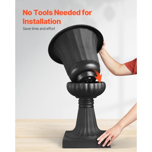 Plasturnplanter, 40 x 67 cm, 2-pack svarta klassiska blomkrukor för veranda, inomhus- och utomhusvas för bröllop, fest, evenemang, hem, scen, trädgård, balkong, uteplatsdekoration |  EU