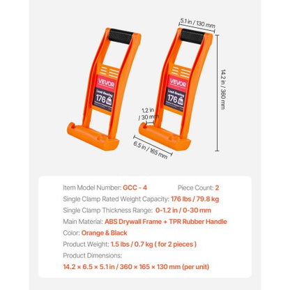 Drywall Holder 2-pack Plywood Holder Handle with 176 lbs load