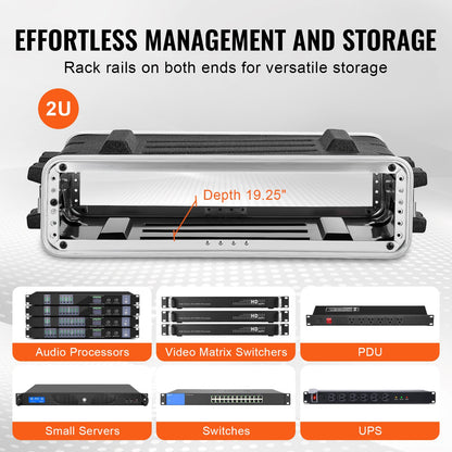 2U Rack Case Server Rack Cabinet 19 i djup med ABS konstruktionshandtag